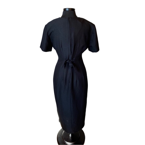 Vintage 80s 90s DJI Black Dress with Piping and Botton Detail - Picture 3 of 9